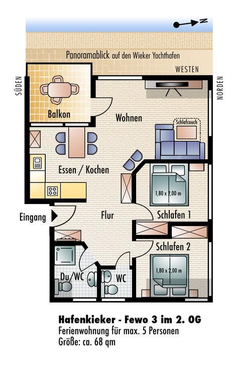Ferienwohnung Wiek Im Hafenkieker Wiek auf Rugen Ruang foto